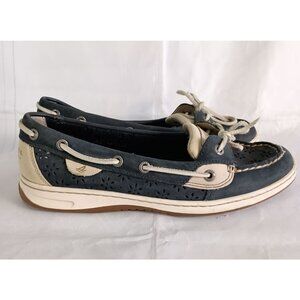Sperry Top-Sider Angelfish Boat Shoes Women Size 9 Blue Leather Gently Worn